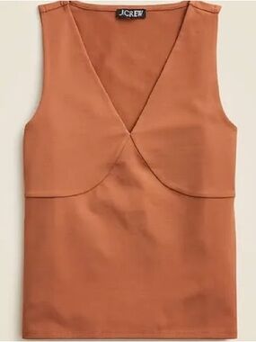 J. Crew Stretch cotton-blend V-neck top apricot brown cotton large